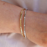 Sophisticated & Timeless Diamond Bracelets 14K Gold White & Titanium Round DiamondFlexible Bangle Bracelet - 0.17 CTW, Size 6.75 Inch
