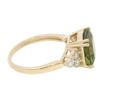 Bold & Elegant 14K Yellow Gold Cushion Cut 4.20 Carats Peridot & 0.45 Carats Diamond Ring