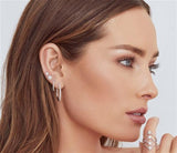 Classic & Contemporary 14K Yellow Gold 0.26 Carats Diamond Medium Hoop Earrings