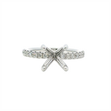 Elegant Diamond Mountings 14K Gold White Stackable Round Engagement Ring - 0.35 Carats Accent Diamonds