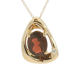 Vibrant Colored Stone Necklaces 14K Yellow Gold 2.20 Carats Garnet & 0.02 Carats Diamond Necklace - 18 Inch