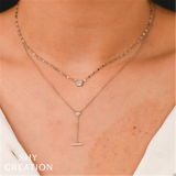 Elegant Diamond Necklace 14K Gold White 0.20 Carats Emerald Cut Diamond Solitaire Pendant Necklace - 18 Inch
