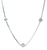 Elegant Diamond Necklaces 14K Gold White 2.0 Carats Diamond Station Necklace - 18 Inch