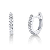 Classic & Contemporary 14K White Gold 0.07 Carats Diamond Huggie Earrings