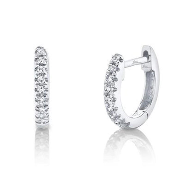 Classic & Contemporary 14K White Gold 0.07 Carats Diamond Huggie Earrings