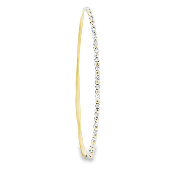 Sophisticated & Timeless Diamond Bracelets 14K Gold Two-Toned Titanium White & Yellow Alternating Flexible Bangle Bracelet - 0.28 CTW, Size 6.75 Inch