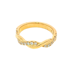 Elegant Diamond Bands 18K Yellow Gold 0.26 Carats Diamond Stackable Twist Band