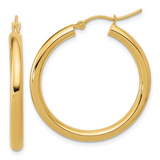 Elegant Precious Metal Earrings 10K Gold Yellow Large 30mm Hinged Hoop Earrings