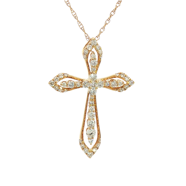 Elegant Diamond Necklaces & Pendants 18K Yellow Gold 0.70 Carats Diamond Medium Cross Pendant