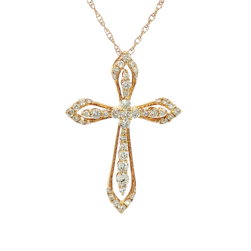 Elegant Diamond Necklaces & Pendants 18K Yellow Gold 0.70 Carats Diamond Medium Cross Pendant