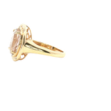 Bold & Elegant 18K Gold Yellow Accented Color Stone Fashion Ring - Oval Cut PinkToumaline 3.64 Carats & Diamond 0.12 Carats