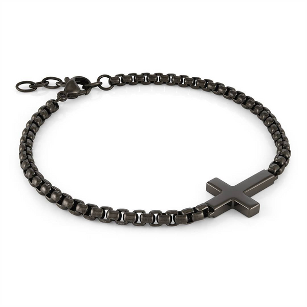 Bold & Stylish Alternative Metal Bracelets Black Stainless Steel Link Bracelet, 8.5 Inch