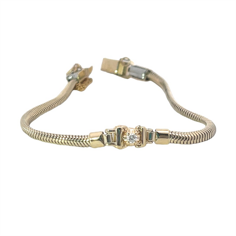 Sophisticated & Timeless Diamond Bracelets 14K Gold Yellow Round Add-A-Link Diamond Starter Tennis Bracelet - 0.06 CTW, Size 7.25 Inch