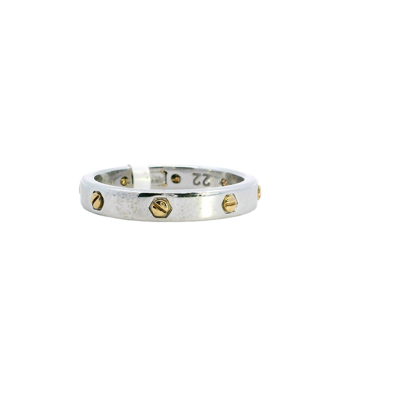 White and Yellow 18K Gold Cartier Inspired Wedding Band