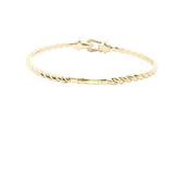 Sophisticated & Timeless Diamond Bracelets 14K Gold Yellow & Titanium Round Diamond & Flexible Bangle Bracelet - 0.23 CTW, Size 6.75 Inch
