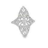 Elegant & Trendy 18K White Gold 0.58 Carats Diamond Art Deco Inspired Ring