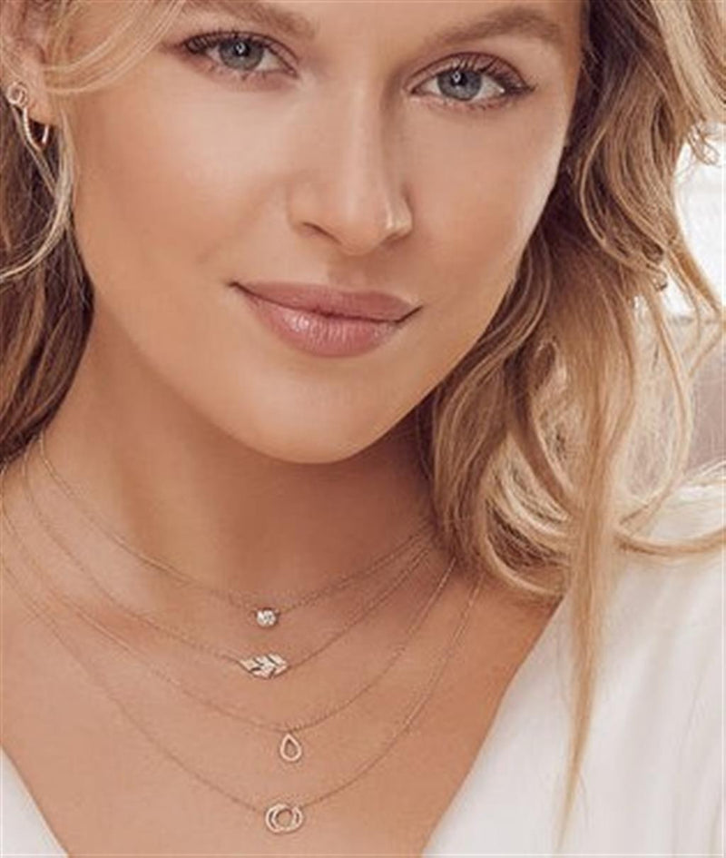 Elegant Diamond Necklaces 14K Rosé Gold 0.07 Carats Diamond Love Knot Circle Necklace - 18 Inch