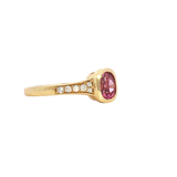 Bold & Elegant 18K Yellow Gold Cushion Cut 1.07 Carats Pink Sapphire & 0.14 Carats Diamond Ring
