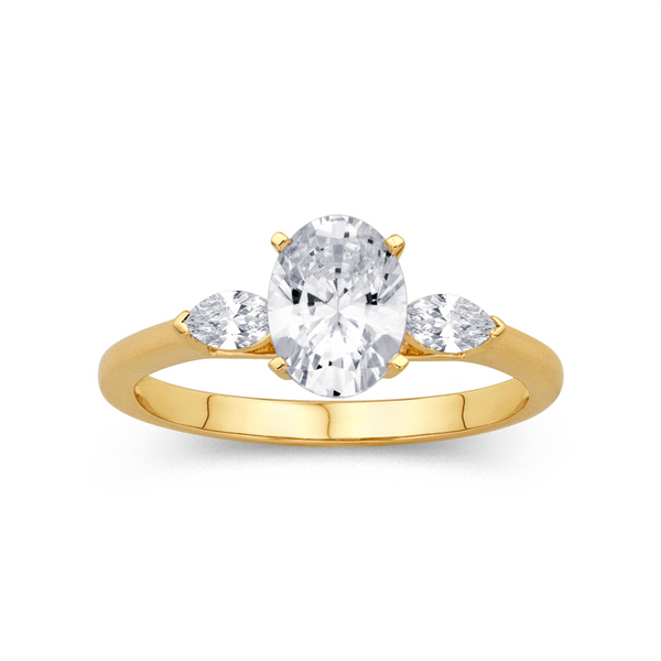 MPJ Exlusive 14 Karat Yellow Gold .24 Carats Diamond Oval Engagement Ring