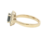 Bold & Elegant 14K Yellow Gold Oval Cut 1.0 Carat Blue Sapphire & 0.35 Carats Diamond Halo Ring