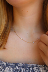 Elegant Diamond Necklaces 14K Yellow Gold 1.50 Carats Diamond Station Necklace - 18 Inch