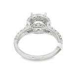 Elegant Diamond Mountings 18K White Gold 0.87 Carats Halo Semi Mount Ring