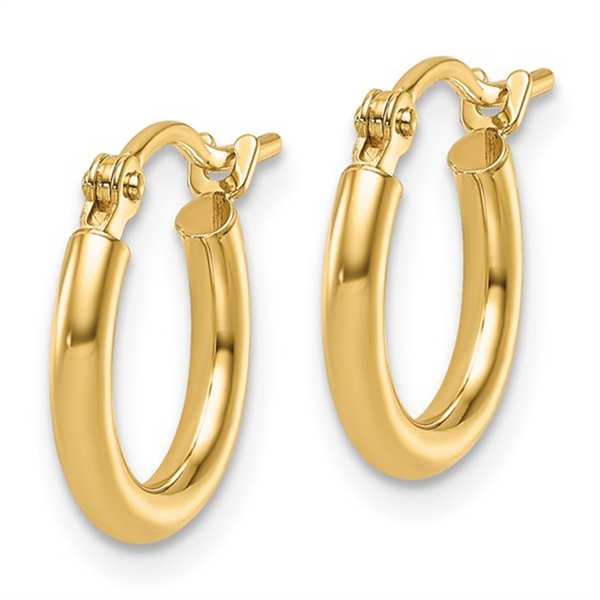 Elegant Precious Metal Earrings 10K Gold Yellow 2x12mm Huggie Polished Earrings