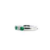 Bold & Elegant 18K Gold White Stackable Color Stone Fashion Ring - White gold 18K Alternating 0.60 Carats Emerald & 0.57 Carats Diamond Band