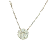 Elegant Diamond Necklaces 18K White Gold 1.39 Carats Diamond Floral Motif Station Necklace - 18 Inch