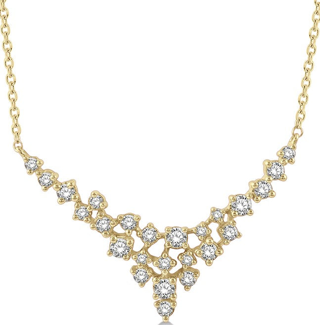 Yellow 14 Karat Gold 0.5 Carats Diamond Bar Necklace