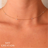 Elegant Diamond Necklaces 14K Yellow & White Gold 0.13 Carats Diamond Station Necklace - 18 Inch