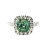 Bold & Elegant 18K White Gold 2.63 Carat Green Tourmaline & 0.91 Carat Diamond Halo Ring