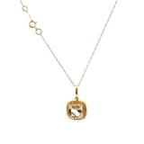 Vibrant 14K Gold Yellow 1.25 Carats Morganite & 0.08 Carats Diamond Halo Color Stone Pendant Necklace, 18 inch
