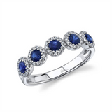 Bold & Elegant 14K White Gold 0.70 Carats Blue Sapphire & 0.20 Carats Diamond Halo Ring