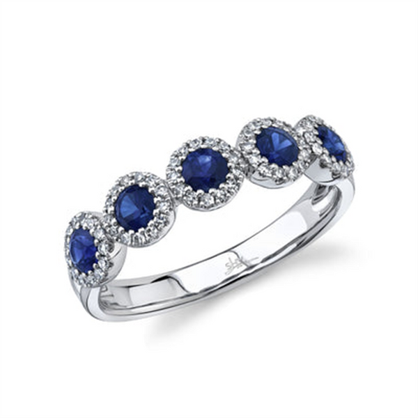 Bold & Elegant 14K White Gold 0.70 Carats Blue Sapphire & 0.20 Carats Diamond Halo Ring