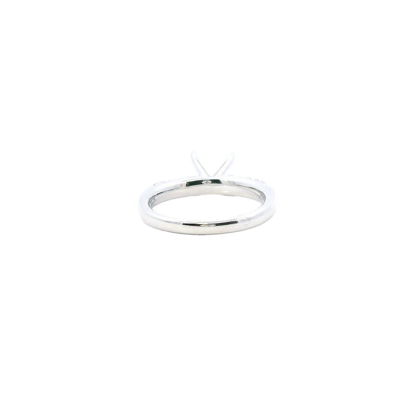 14K White Gold Diamond Semi-Mount Ring, 8MM Round Center, 0.34ctw Accents