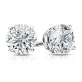 Classic & Contemporary 14K Gold White Natural 1/2 Carats Diamond Stud 4-Prong Earrings