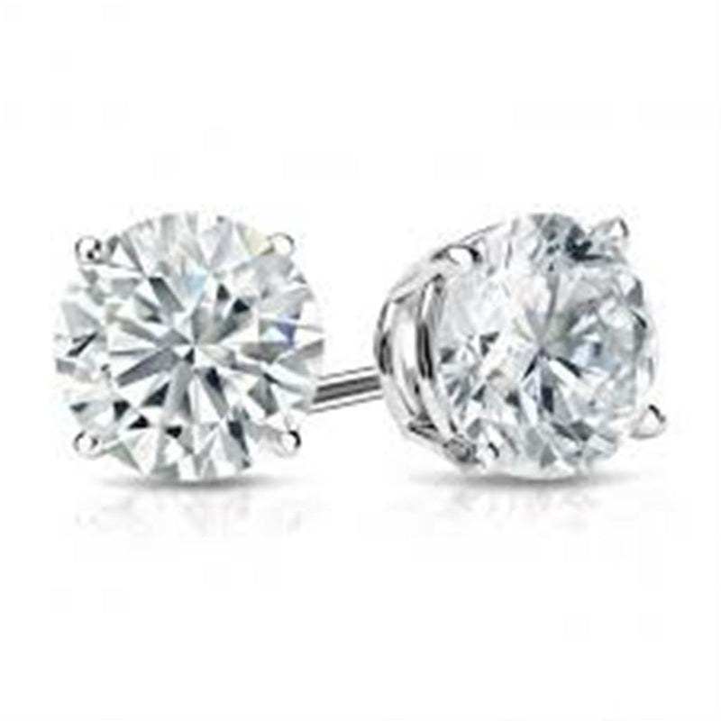 Classic & Contemporary 14K Gold White Natural 1/2 Carats Diamond Stud 4-Prong Earrings