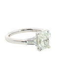 14K White Gold Three Stone Retangular Cushion & Trapezoid Cut 2.65 Carats Lab Grown Diamond Ring