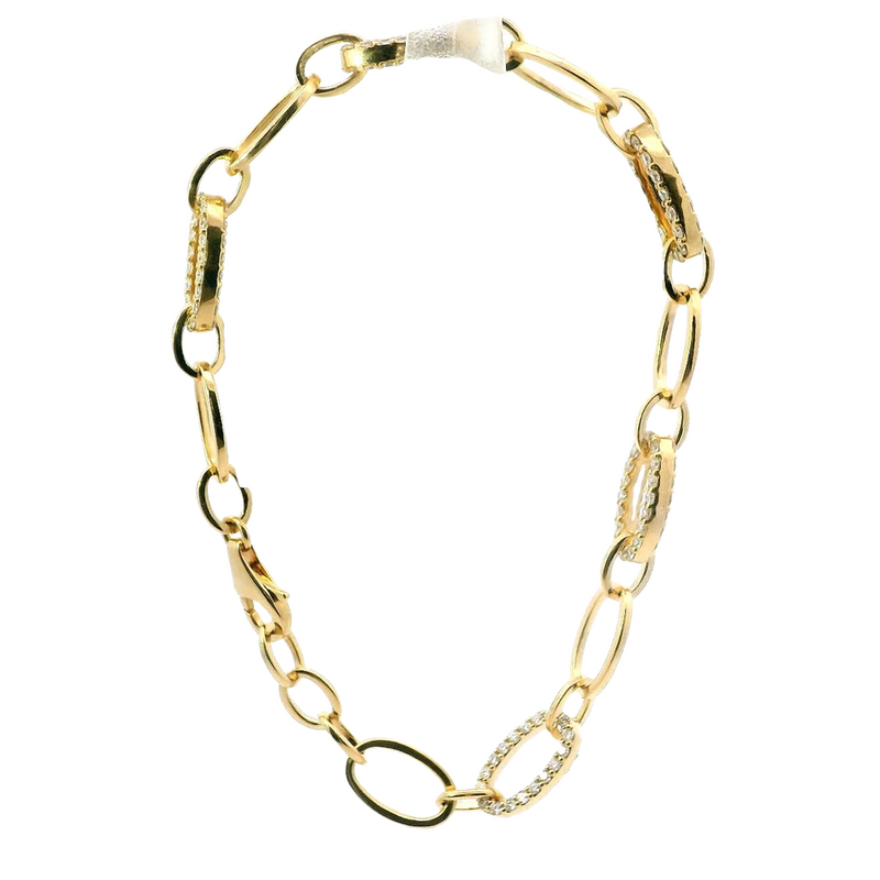 Sophisticated & Timeless Diamond Bracelets 18K Gold Yellow Round Diamond & High Polish Oval Link Bracelet - 1.97 CTW, Size 7 Inch