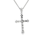 Elegant Diamond Necklaces & Pendants 18K White Gold Baguette & Round Cut 0.61 Carats Diamond Cross Pendant