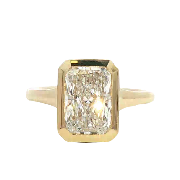 14K Gold Yellow Lab Grown Radiant Diamond Bezel Hidden Collar Engagement Ring - Lab-Grown 3.23 CTW Diamond