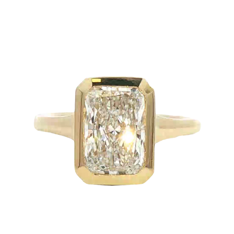 14K Gold Yellow Lab Grown Radiant Diamond Bezel Hidden Collar Engagement Ring - Lab-Grown 3.23 CTW Diamond