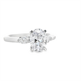 MPJ Exclusive 14K Gold White Marquise Diamond Accented 1.50 Carats Oval Engagement Ring - 0.21 CTW Diamond