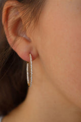 Classic & Contemporary 18K Yellow Gold Inside Out 1.09 Carats Diamond Large Hoop Earrings