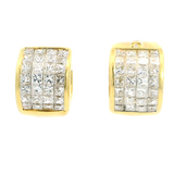 Classic & Contemporary 18K Yellow Gold 2.65 Carats Princess Cut Diamond 12x10mm Huggie Earrings