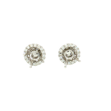 Classic & Contemporary 18K White Gold Semi Mount Stud Earrings & 0.28 Carats Diamond Halo Jackets