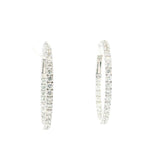 Classic & Contemporary 18K White Gold Inside Out 1.35 Carats Diamond Large Hoop Earrings