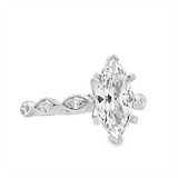 MPJ Exclusive 14K White Gold Marquise Diamond Accented 2.0 Carats Marquise Cut Engagement Ring - 0.36 CTW Diamond