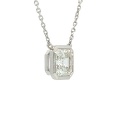 Elegant & Trendy 14K White Gold Asscher Cut 1.34 Carats Lab Grown Diamond Solitaire Necklace - 18 Inch
